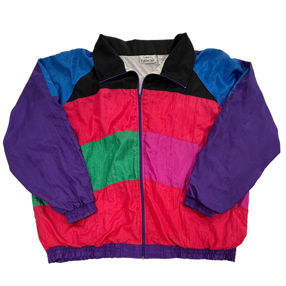 Laura Katherine Vintage 90s Windbreaker Jacket Womens 22W Plus Size W528
